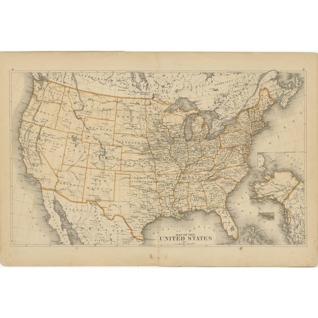 Map of the United States with Territorial Boundaries, 1874 For Sale