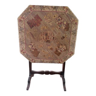 Early 19th Century Victorian Needlework Tilt-Top Game Table — Avery & Dash Provenance For Sale