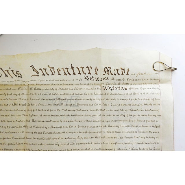 1867 Philadelphia Deed on Vellum & Hand Written Chairish