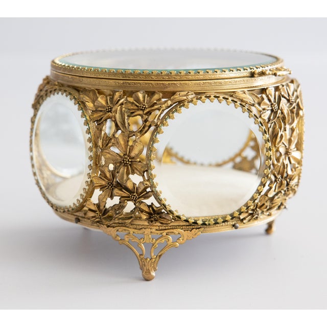 Antique French Ormolu Beveled Glass Jewelry Casket Dresser Box For Sale In Houston - Image 6 of 13