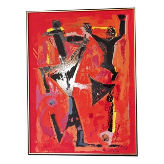 Marino Marini, Red Composition, 1980, Silkscreen, Framed For Sale