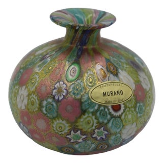 Murano Glass Vase with Gold Leaf from Campanella For Sale