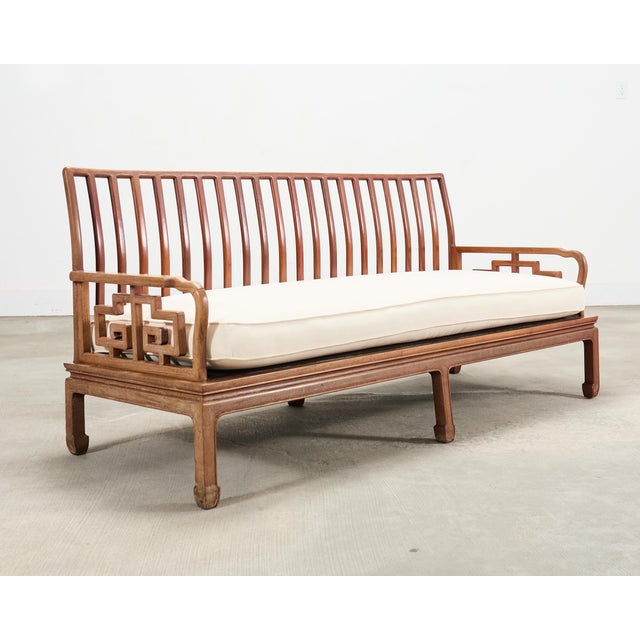 Pair of Michael Taylor Style Ming Inspired Hardwood Sofas For Sale - Image 12 of 18
