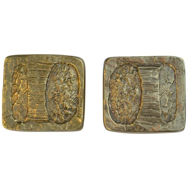 Brutalist Brutalist Bronze Push and Pull Door Handles, 1970s, Set of 2 For Sale - Image 3 of 5