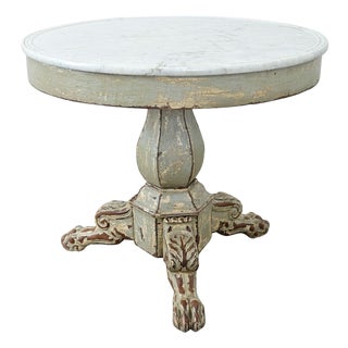 French 19th Century White Marble Top Gueridon with Painted Finish For Sale