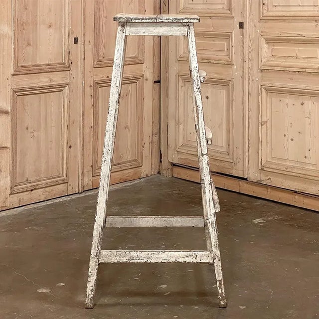 Wood Antique Swedish Rustic Painted Sculptor's Pedestal For Sale - Image 7 of 13