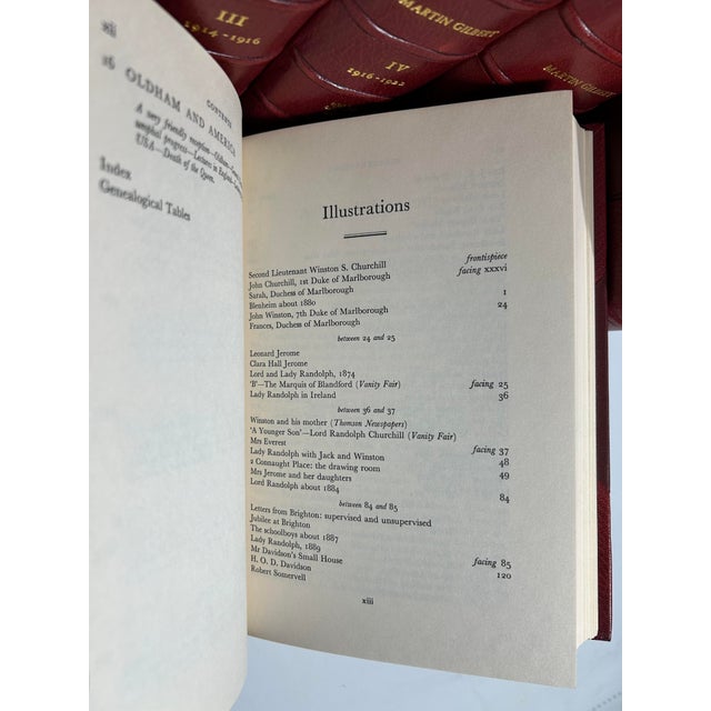 1960s Illustrated Red Leather Octavo Volume Set, Randolph S. Churchill and Martin Gilbert's the Life of Winston S. Churchill - 8 Books For Sale In San Francisco - Image 6 of 13