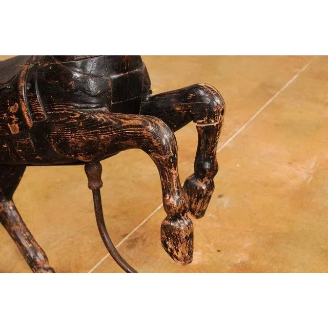 Late 19th Century French Carved Carousel Prancing Horse Sculpture with Patina For Sale In Atlanta - Image 6 of 13