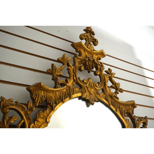 Rococo Style Ornate Gold Frame Wall Mirror For Sale - Image 4 of 10