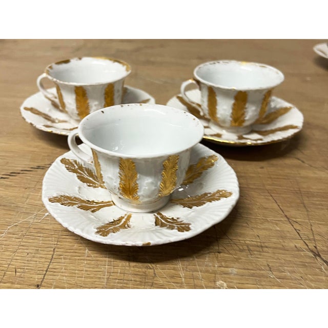 Antique Meissen Acanthus Leaf Espress demi tesse 3 Cups/Saucer Sets Three sets of of Demi Tesse Cups and Saucers....