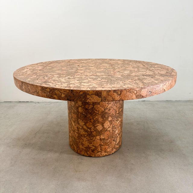 Karl Springer Vintage 1970s Mid Century Modern Round Cork Dining Table – Burlwood For Sale - Image 4 of 11
