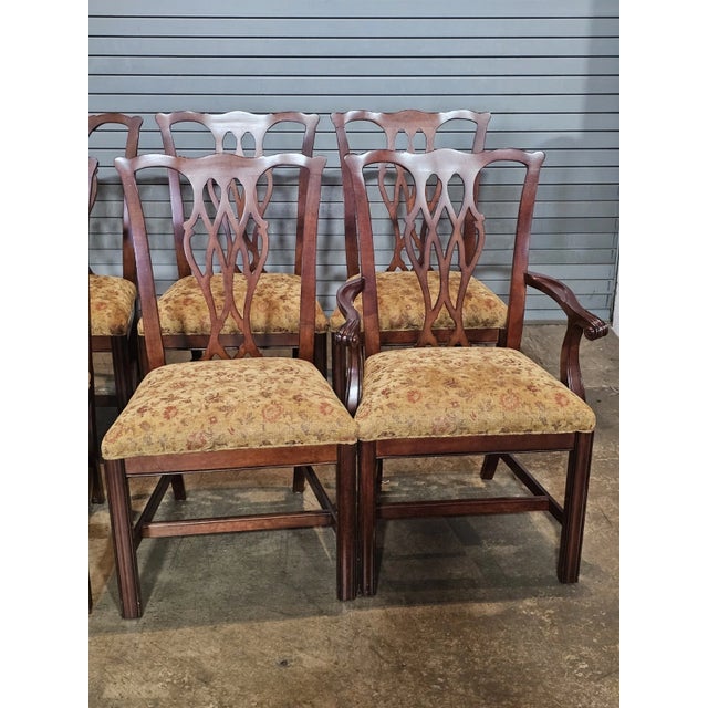 Late 20th Century Set of Late 20th Century 8 Councill Chippendale Style Solid Mahogany Dining Chairs For Sale - Image 5 of 14