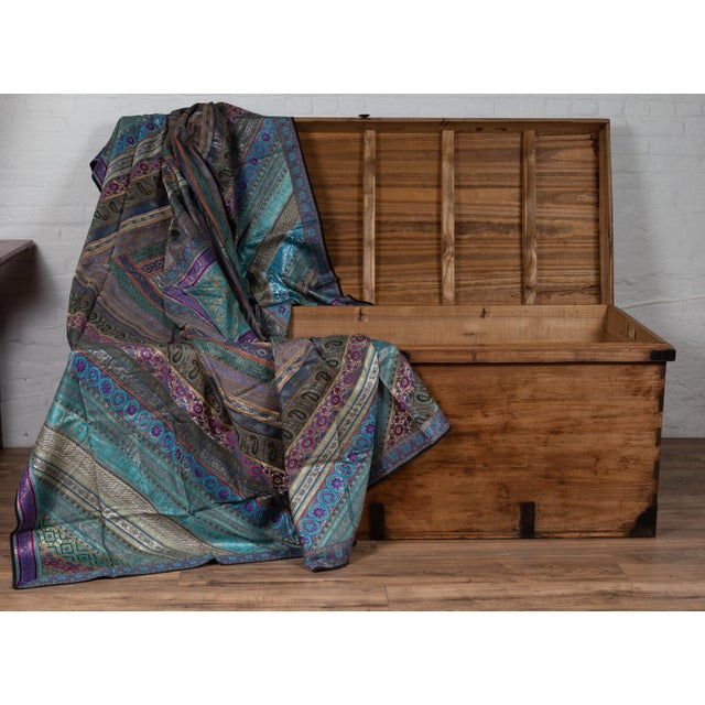 Mid 20th Century Indian Turquoise, Violet & Gold Silk Embroidered Fabric For Sale In New York - Image 6 of 12