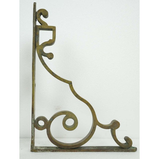 Pair of Vintage Bronze Curled Shelf Brackets For Sale - Image 4 of 11