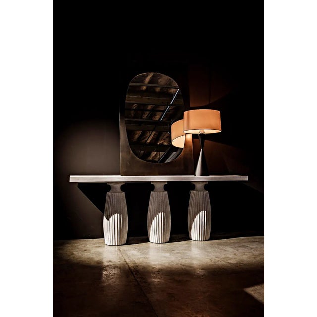 Contemporary NOIR Noble Hourglass Black Metal Table Lamp with White Shade For Sale - Image 3 of 6