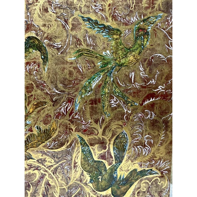 Glass of Glass Mirror Eglomized Birds of Paradise, 1950s For Sale - Image 3 of 14