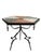 Rare and very cool gothic mid-century style side table! The base is a piece of art, a trio of hand-forged wrought iron...