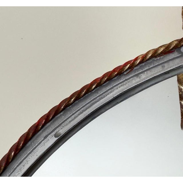 1960s Italian Hollywood Regency Round Gilt Bow Wall Mirror, 1960 For Sale - Image 5 of 10