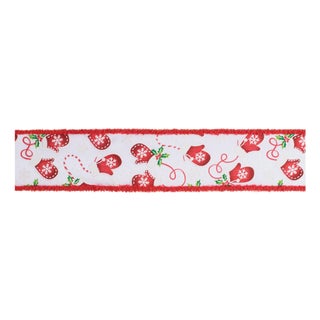 Christmas Mittens Wired Polyester Ribbon 2.5" x 10 Yds. For Sale