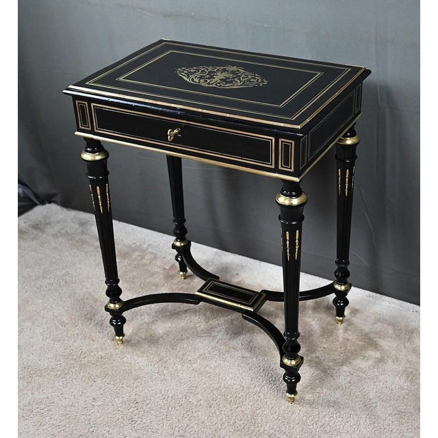 Wood Late 19th Century Napoleon III Blackened Wood Worktable For Sale - Image 7 of 18