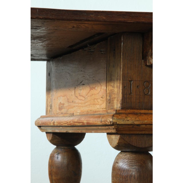 Wood Antique Baroque Nordic Provincial Oak Table, 1800s For Sale - Image 7 of 18
