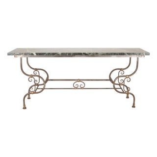 French Belle Époque Steel Marble Bronze Pâtisserie Table Console For Sale