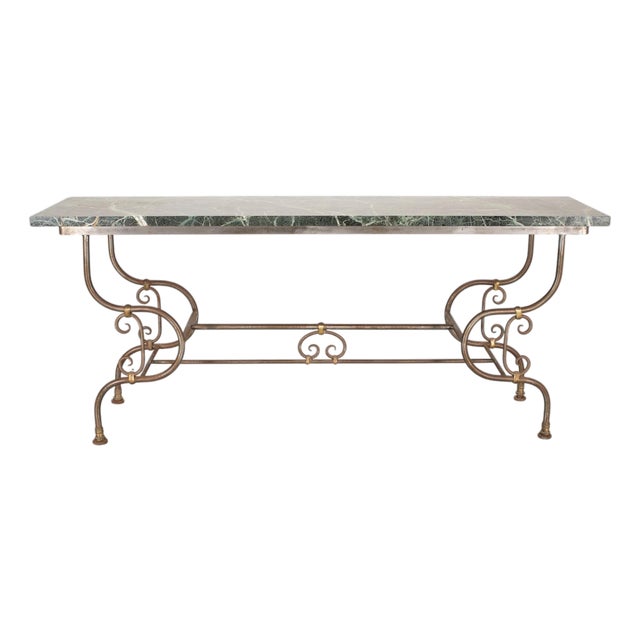French Belle Époque Steel Marble Bronze Pâtisserie Table Console For Sale