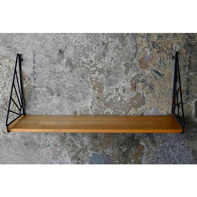 Vintage Wall Unit in Wood and Black Metal, 1950s For Sale - Image 3 of 11