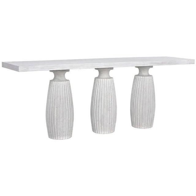 The strength and grace of a classic fluted pillar design is featured on this three-legged console. The rare accent piece...