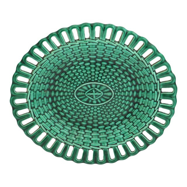 Antique Wedgwood Majolica Basket Plate For Sale