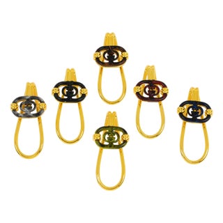 Gucci Barware Gold Plated and Enamel Cocktail Glass Makers in Box, circa 1980 For Sale