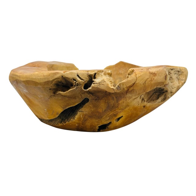 Monumental 20” Hand-Carved Teak Root Sculptural Centerpiece Bowl - 19 Lbs, Early 2000s For Sale - Image 4 of 18