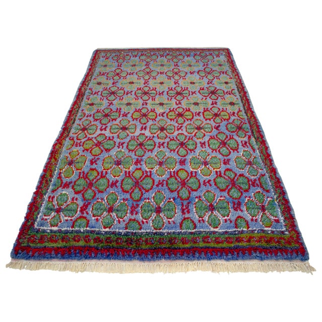 1940s 1940s Vintage Turkish Oushak Rug Hand Knotted High Pile Area Rug - 4′10″ × 8′5″ For Sale - Image 5 of 13