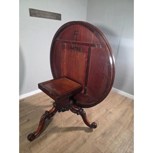 Antique Rosewood Circular Tilt Top Dining Table, 1850s For Sale - Image 5 of 8
