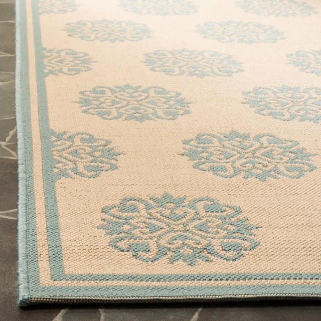 Shoreditch Indoor Outdoor Rug Cream & Aqua 3'x5' | Chairish