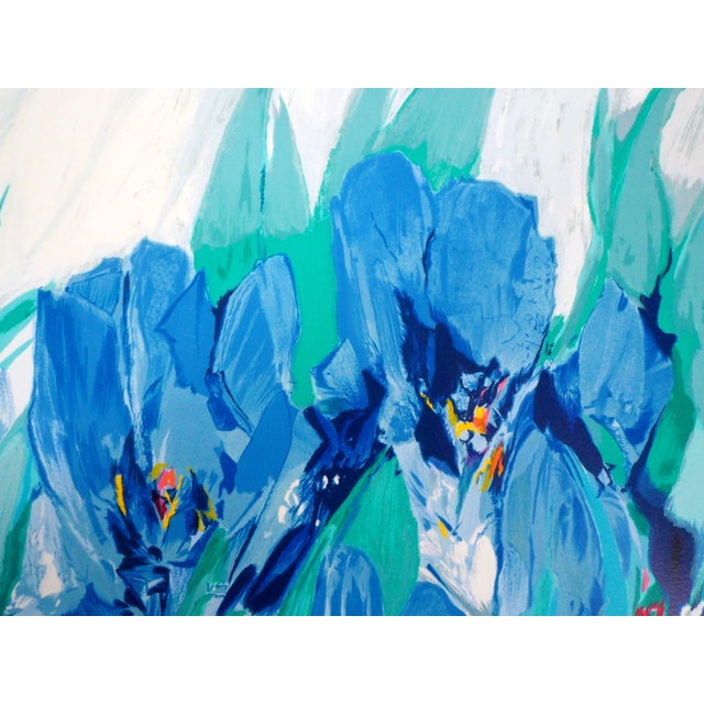 Claude Hemeret, Jardin, les iris bleus, Lithograph For Sale - Image 4 of 5