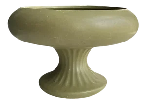 Short Round Midcentury Matte Green Planter or Vase by Floraline for McCoy