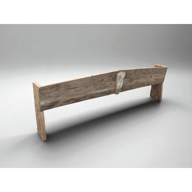 Primitive Rustic Farmhouse Reclaimed Barnwood Pew Bench 108 In. For Sale - Image 4 of 17
