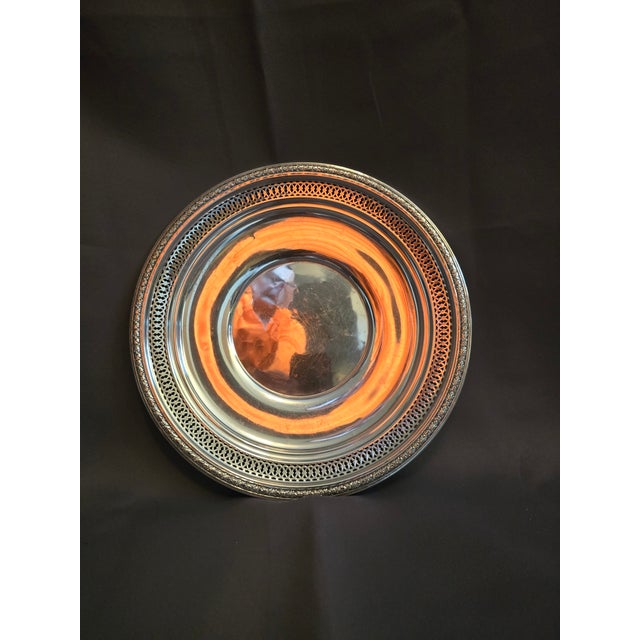 Metal 1950s Sterling Silver Tray With Floral Pierce Work For Sale - Image 7 of 8