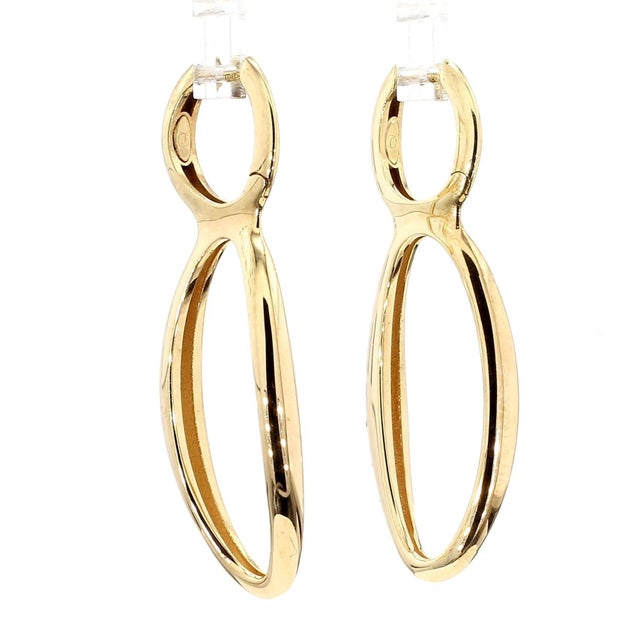 14k Gold Open Twisted Drop Earrings With Diamond Pave - Made in Italy, Pair For Sale - Image 9 of 11