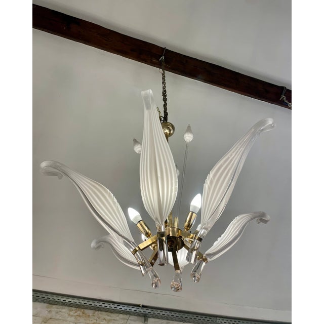 White Venetian Chandelier by Franco Luce for Seguso, 1960s For Sale - Image 8 of 11