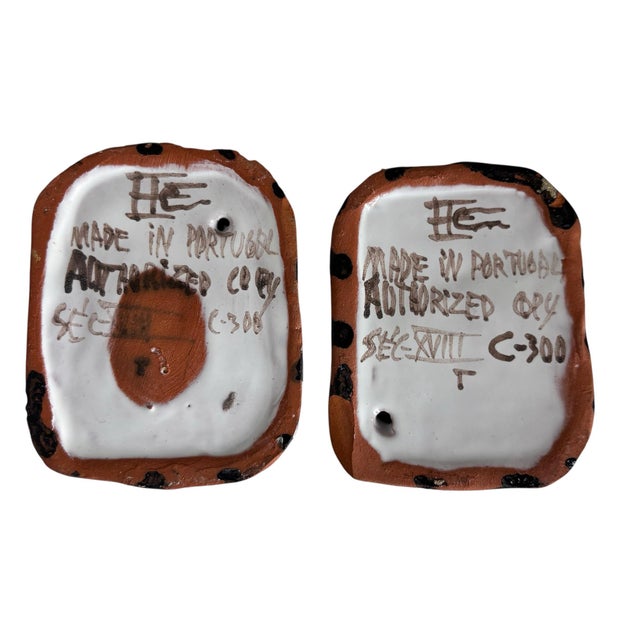 Vintage Portugal Deruta Style Hand Painted Rabbit Candlestick Holders For Sale - Image 9 of 9