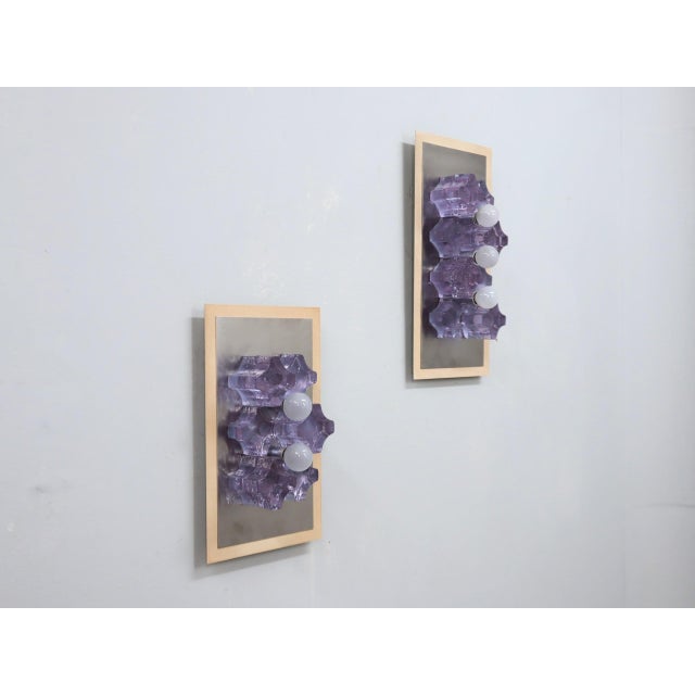 Sculptural Poliarte Murano Glass Wall Sconces, 1970s, Set of 2 For Sale - Image 6 of 12