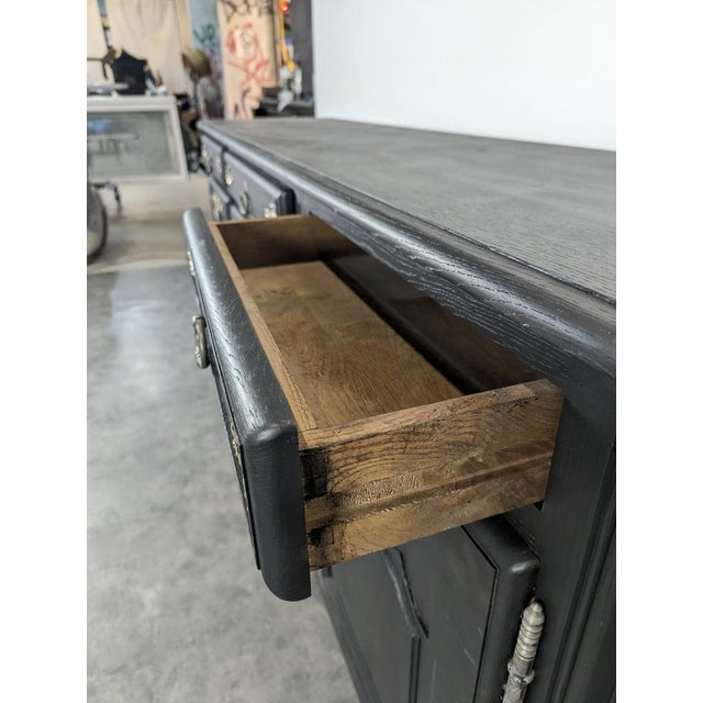 Rustic Sideboard with Black and Gilt Highlights For Sale - Image 6 of 9