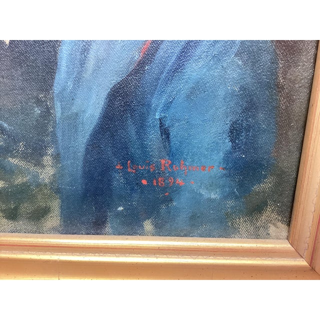 Navy Blue Lois Rohmer Portrait of a Man Oil on Canvas Signed Dated 1894 For Sale - Image 8 of 8