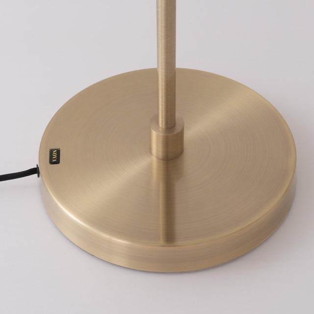Coronado Table Lamp Weathered Brass, 3-Tier White Linen Drum Shade, Dimmable For Sale In Los Angeles - Image 6 of 6
