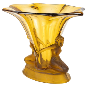 Art Deco Goblet in Yellow Glass Paste, 1930s