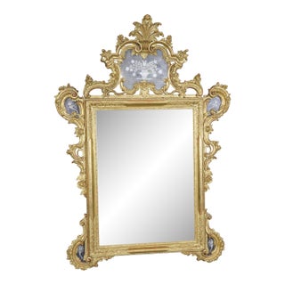Fantastic Gilded George III Style Mirror With Etched Glass Panel 1920s Era For Sale