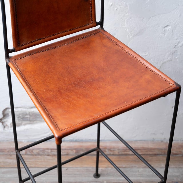 Spanish Spanish Hacienda Wrought Iron & Leather Barstools, 1960s For Sale - Image 3 of 13