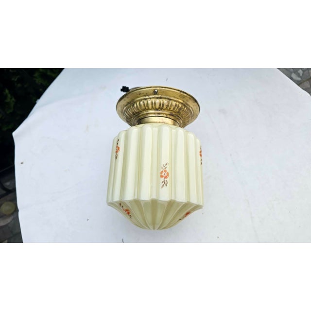 Metal Art Deco Brass Ceiling Lamp, 1920s For Sale - Image 7 of 7